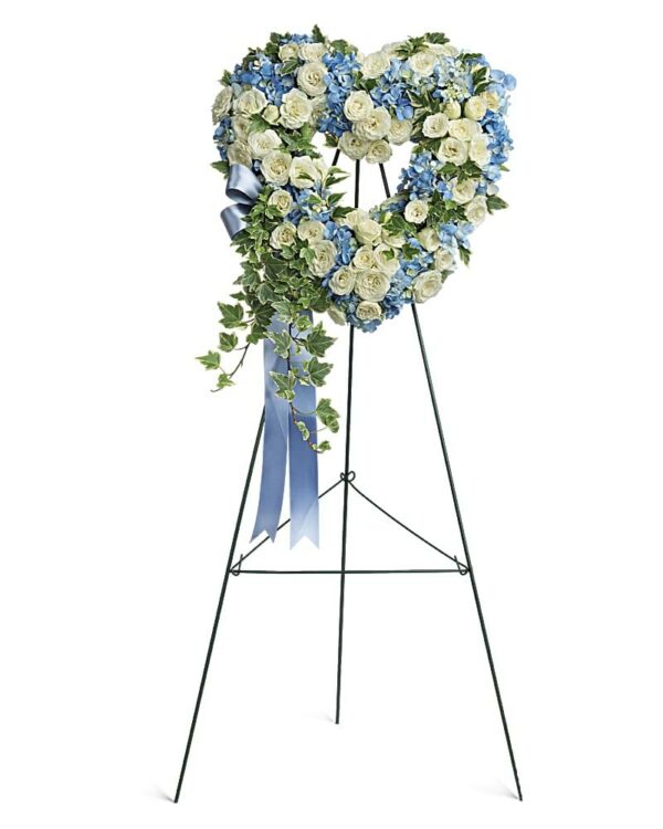 Blue and White Standing Heart - Standing Sprays