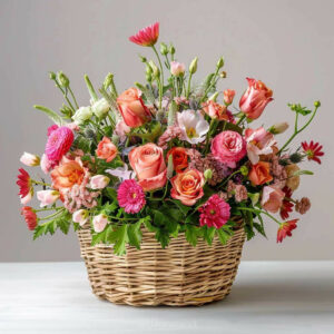 Fresh Blooms in a Basket - Dish Garden and Plants