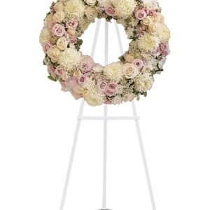 Soft Pink Sentiments Standing Wreath - Standing Sprays