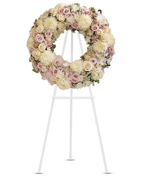 Soft Pink Sentiments Standing Wreath - Standing Sprays